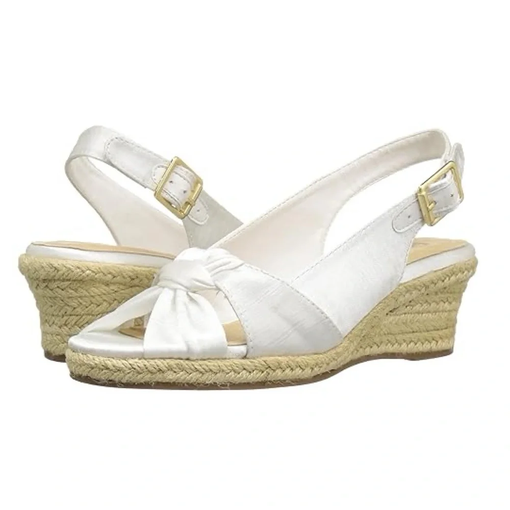 BELLA VITA • Seraphina II White Silk Slingback Espadrilles